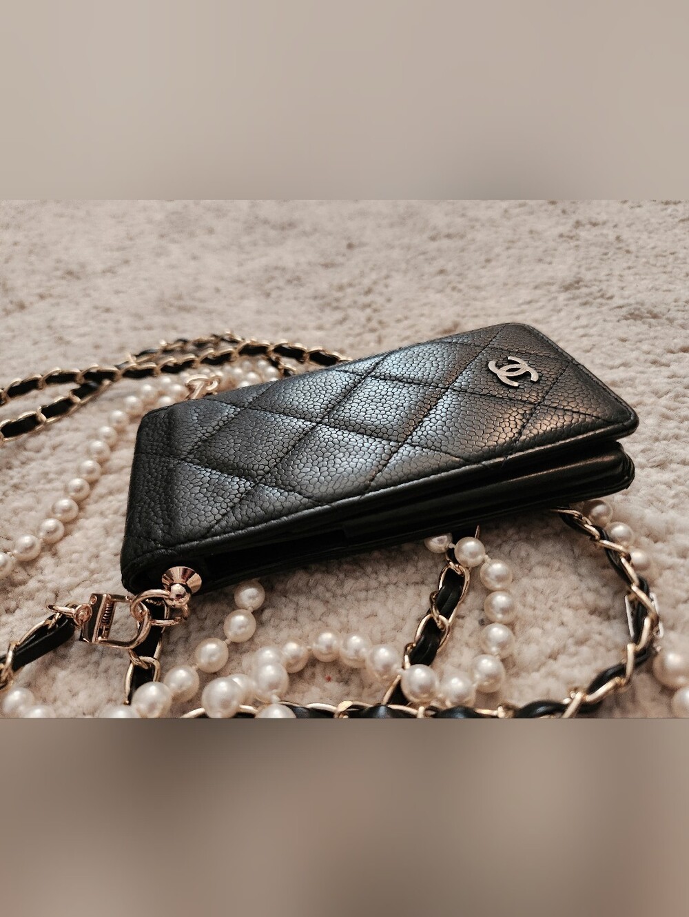 Chanel Black Quilted Caviar Leather Phone Crossbody - Picture 8 of 16